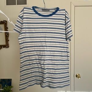 Brandy Melville Blue and White Striped Tee